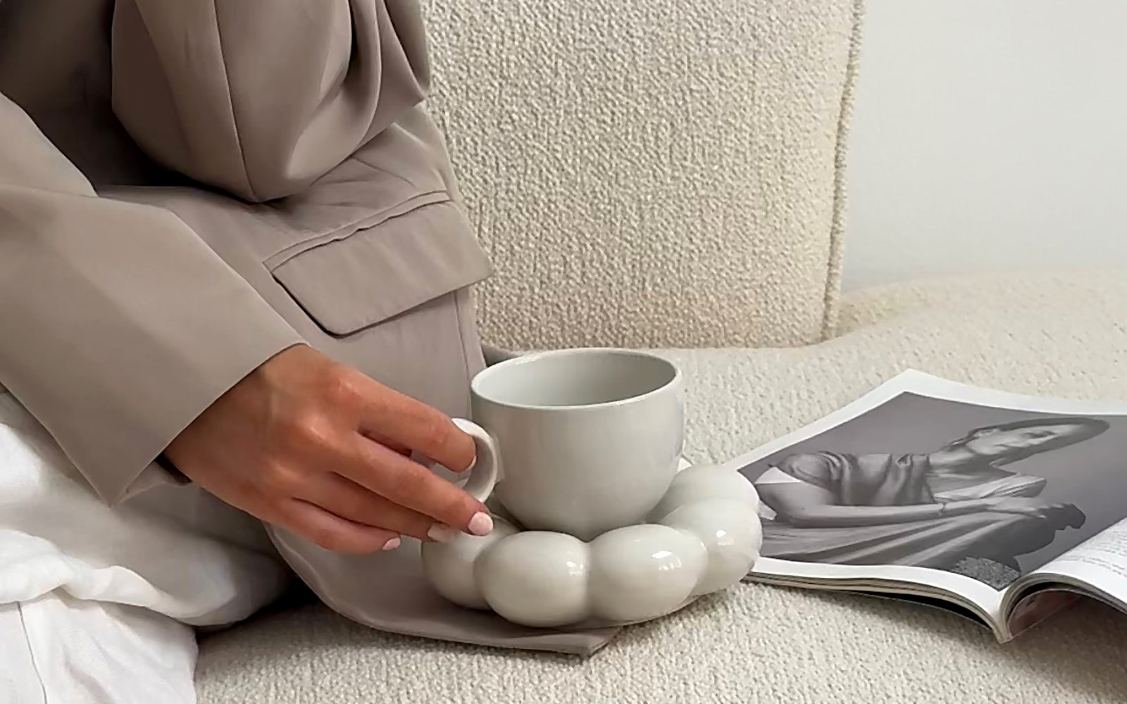 Magazine and coffee on a table, editorial brand inspiration